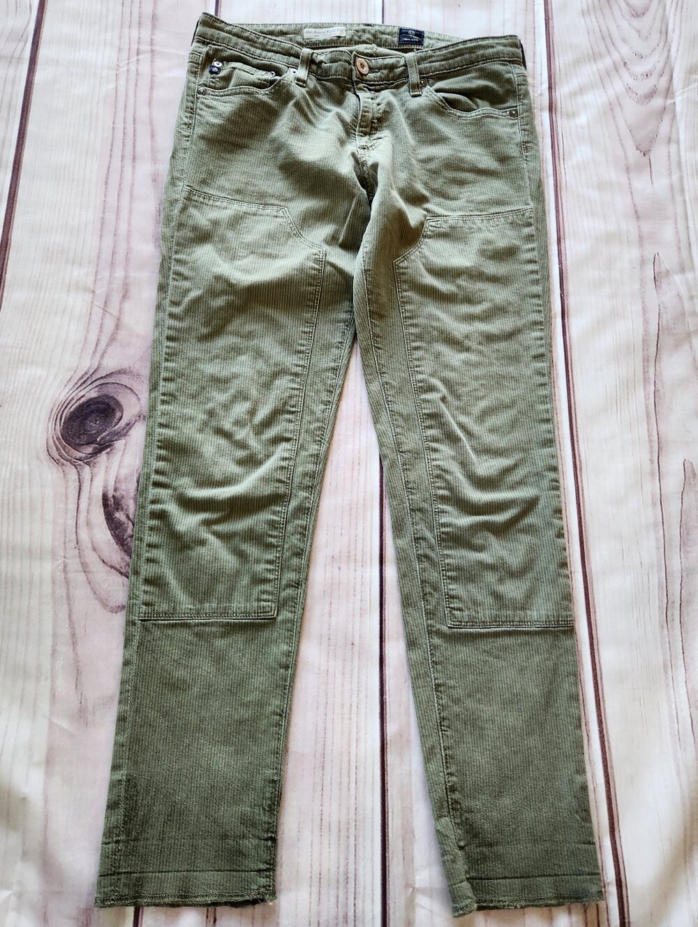 Adriano Goldschmied "The Avery Roll-up" Pinstripe Pant Green | Women's Size 29 - Picture 3 of 11